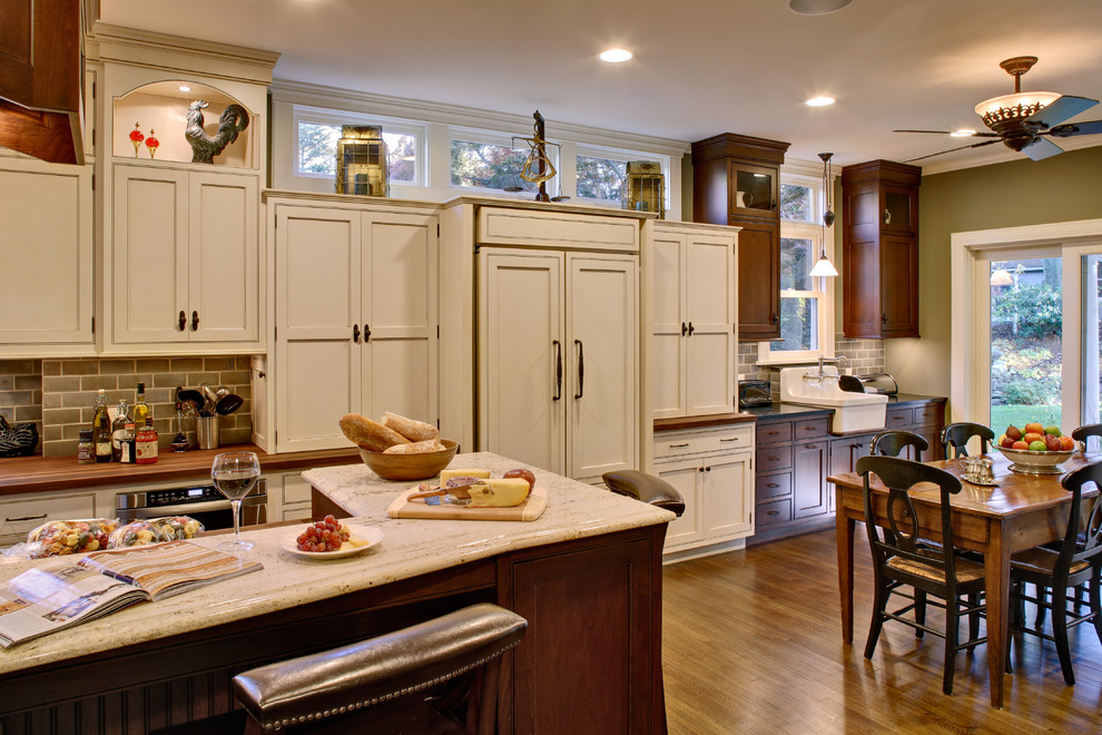This is an example of a large traditional kitchen in New York.