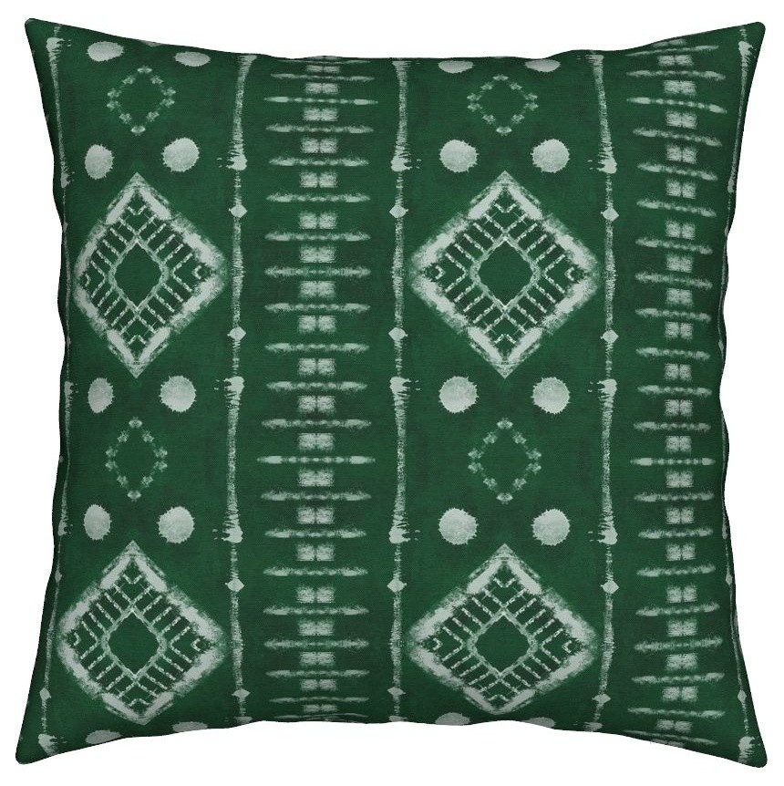 Faux Shibori Shibori Pattern Dark Kelly Green Throw Pillow Contemporary Decorative Pillows