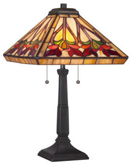 Quoizel TF1509T Tiffany 23" Height 2 Light Table Lamp with Pull Chain Switch