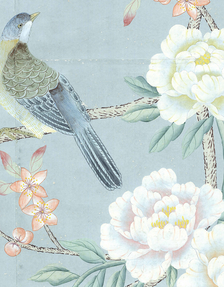 Chinoiserie Wall Mural Maysong Spring, Blue Sample