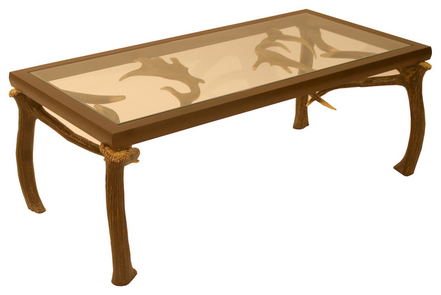 Cast Aluminum Antler Rectangle Table - Rustic - Outdoor Coffee Tables - by Lazy CF Ranch