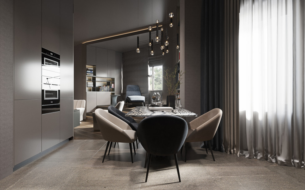 Студия в современном стиле  в колониальных тонах