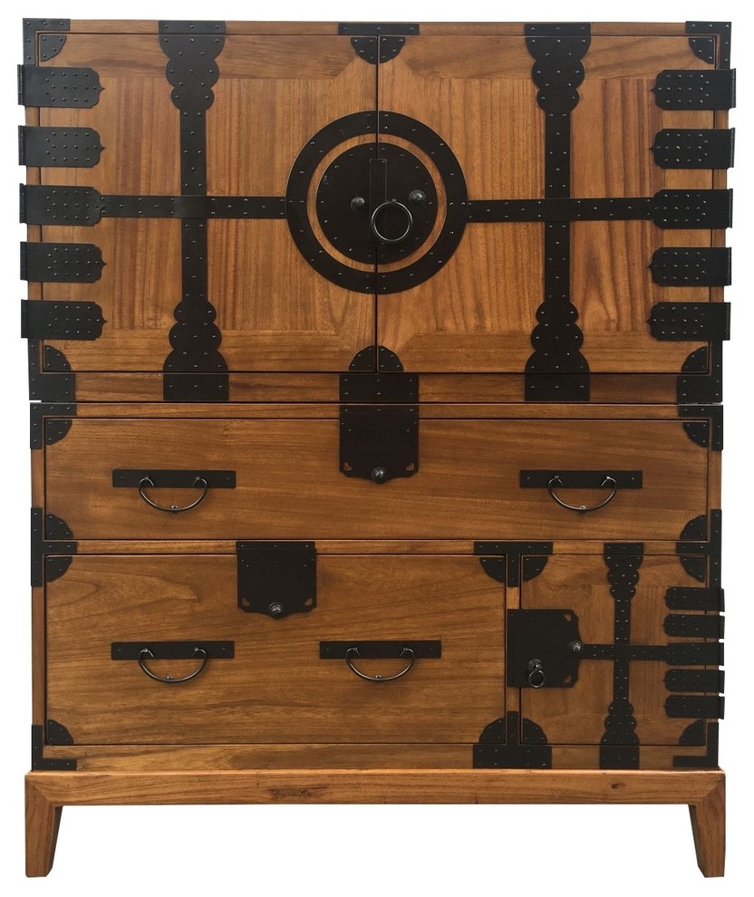 Japanese Style Elmwood Tansu Chest Asian Accent Chests And