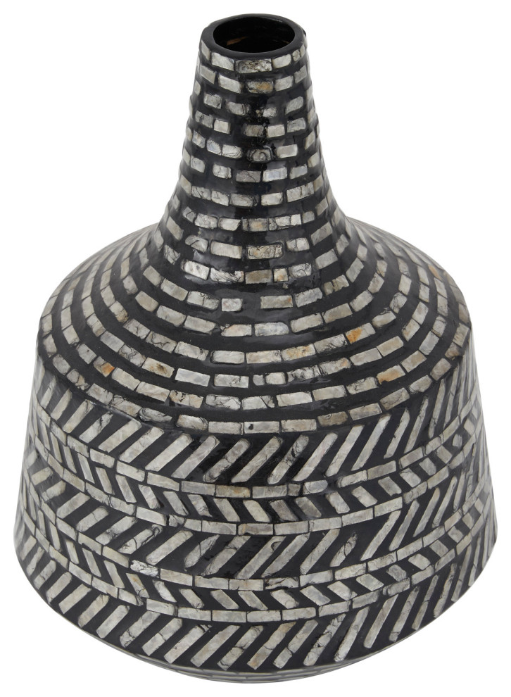 Contemporary Black Mother Of Pearl Shell Vase 560305