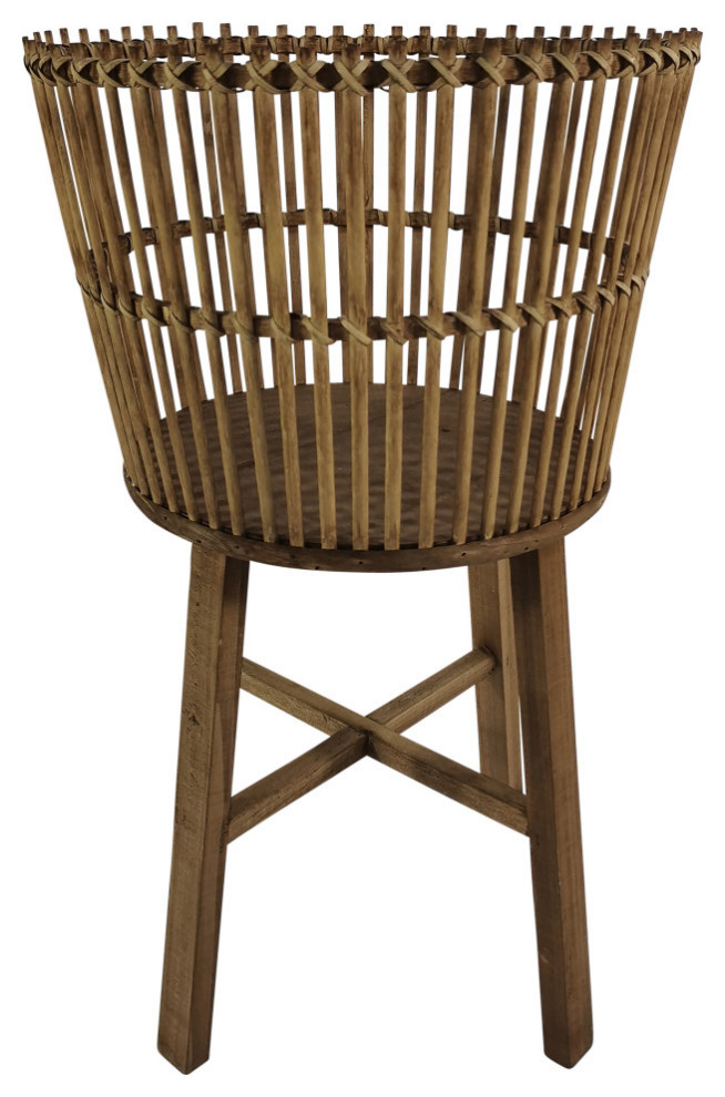 14" Wicker Planter With Legs, Brown Tropical Indoor Pots And