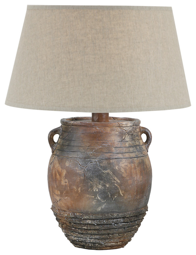 27" Hydrocal Table Lamp, Earthen Brown