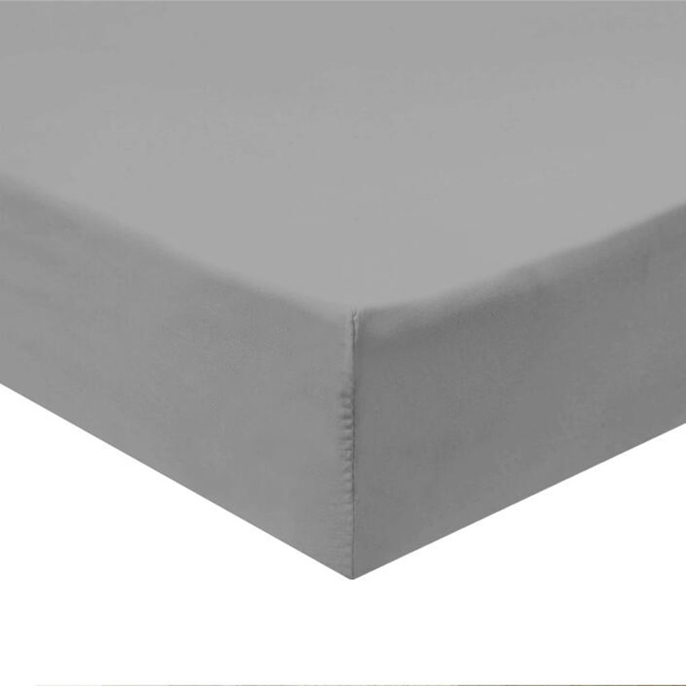Queen Size Fitted Sheets 100% Cotton 600 Thread Count Solid (Gray)