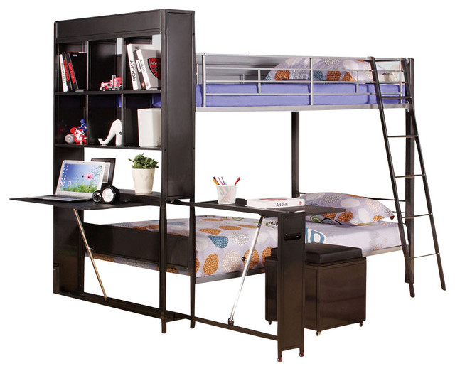 Youth Espresso Twin Bunk Bed With Bookcase Writing Desk Storage Youth Espresso Twin Bunk Bed With Bookcase Writing Desk Storage Ottomans Ladder