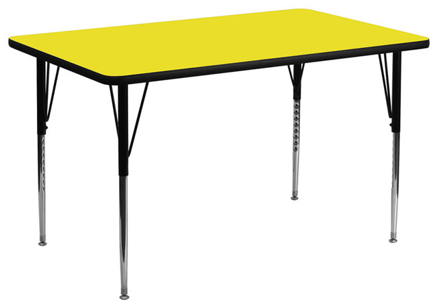 30''Wx60''L Yellow Hp Laminate Activity Table-Adjustable Legs