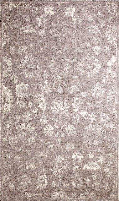 Traditional Avalon 5 X8 Rectangle Silver Ivory Area Rug