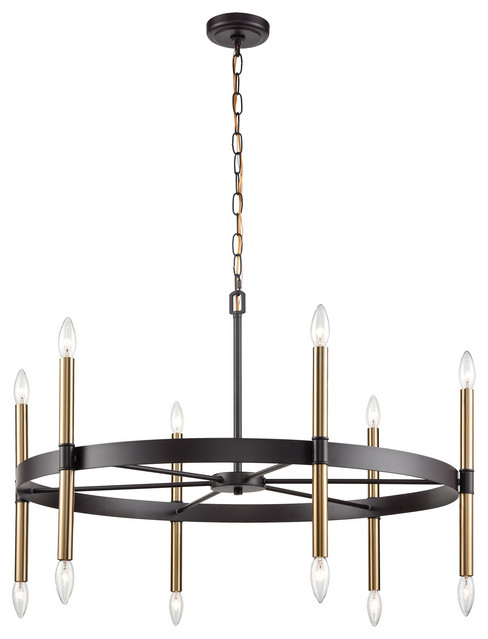 THOMAS CN261221 Notre Dame 12-Light Chandelier in Oil Rubbed Bronze, Gold