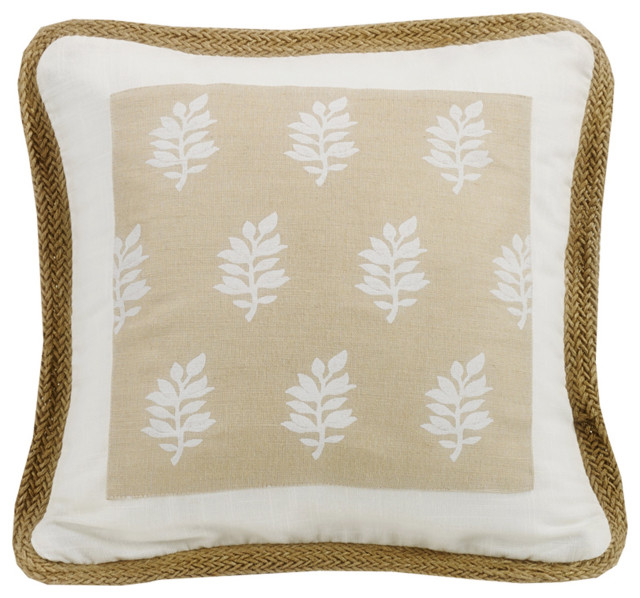 Newport Trim and Framed Throw Pillow, 18"x18", 1 Piece Beach Style