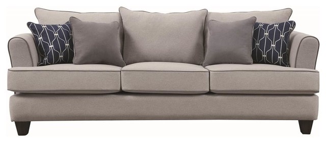 Casual Flared Arm Sofa In Gray