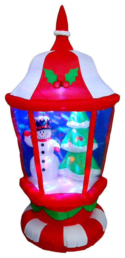 Christmas Lantern With Snowmen and Christmas Trees, 6'