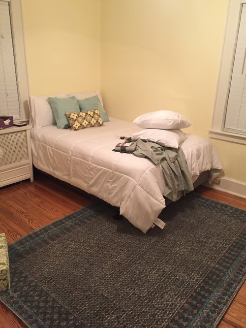 5 x 8 area rug under full bed