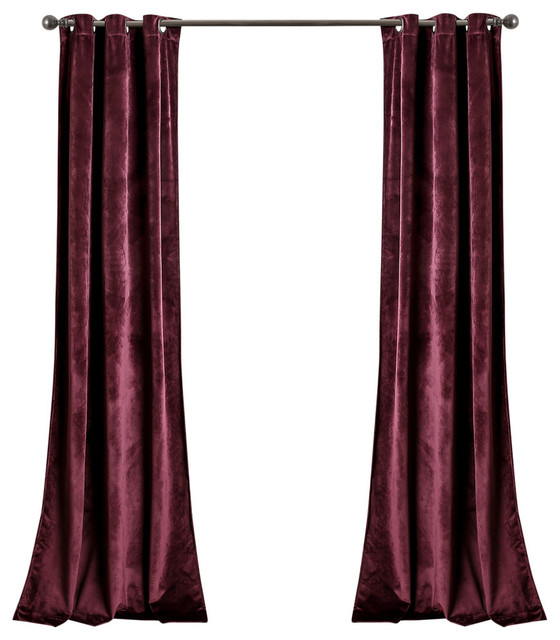 Prima Velvet Solid Room Darkening Window Curtain Panels Set