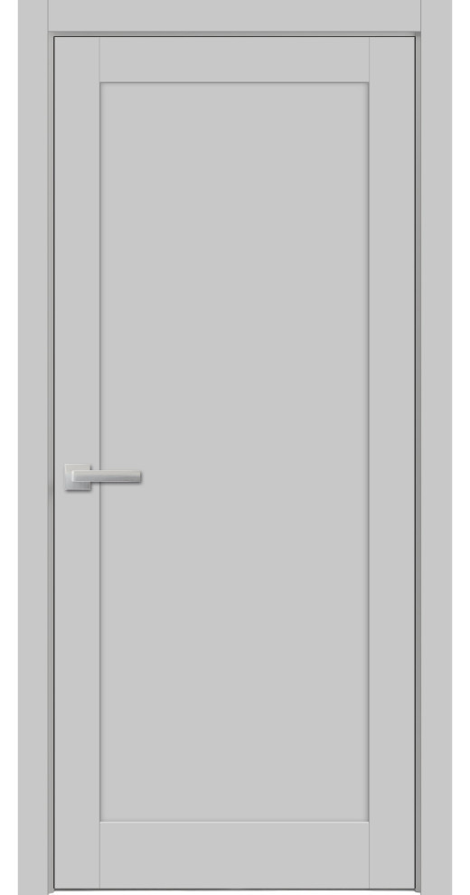 Solid French Door Quadro 4111 Matte Grey, 24" x 80" Transitional