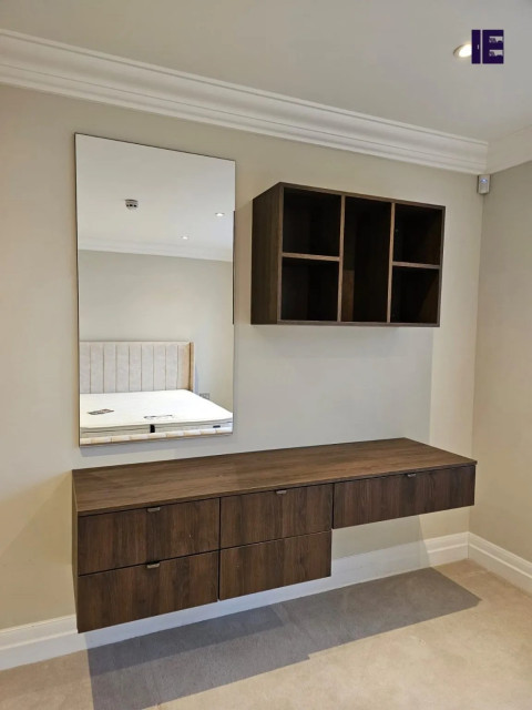 white christmas dresses Space saving Wall-Mounted Dressing Table with Ottoman Stool Hidden Sto –  PeelOrange.com main image 0