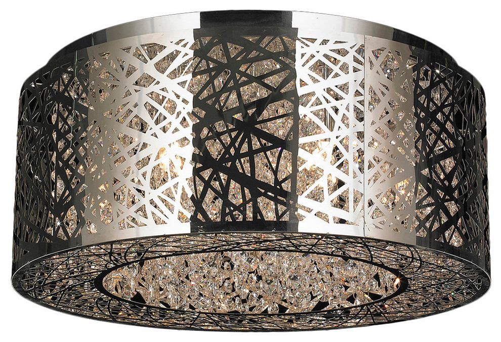 Round Bright Modern 9Light LED Crystal Weave Flush Mount Ceiling Light