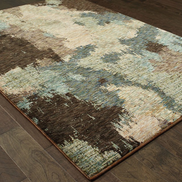 Evolution 8011b Blue Brown Abstract Area Rug 8 6 X11 7