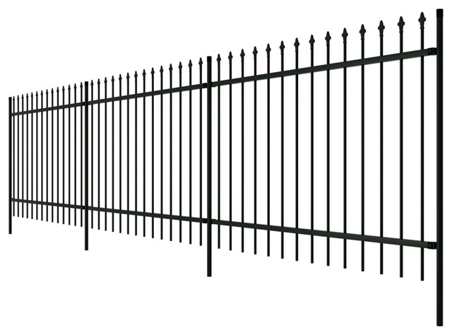 VidaXL Ornamental Security Palisade Fence, Steel Black, Pointed Top, 150 cm