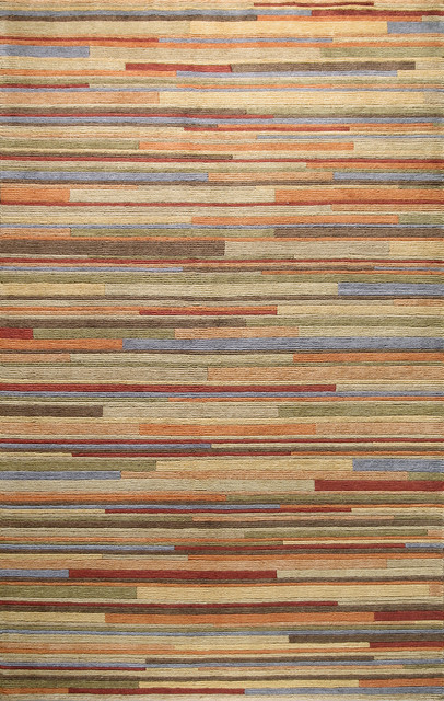 Harmony - Striations 3'9" X 5'9" 100% wool pile area rug in multi