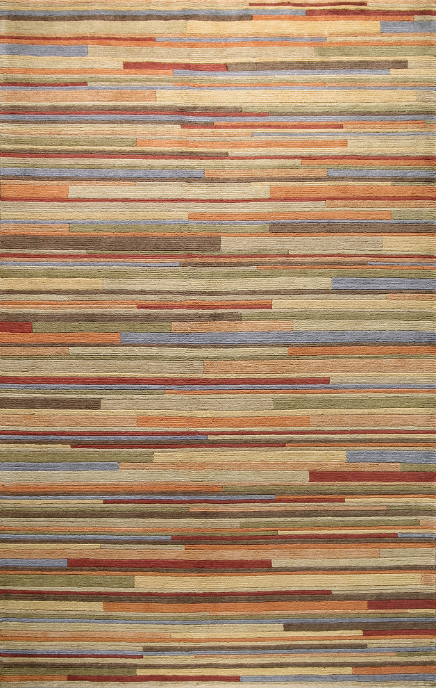 Harmony - Striations 3'9" X 5'9" 100% wool pile area rug in multi