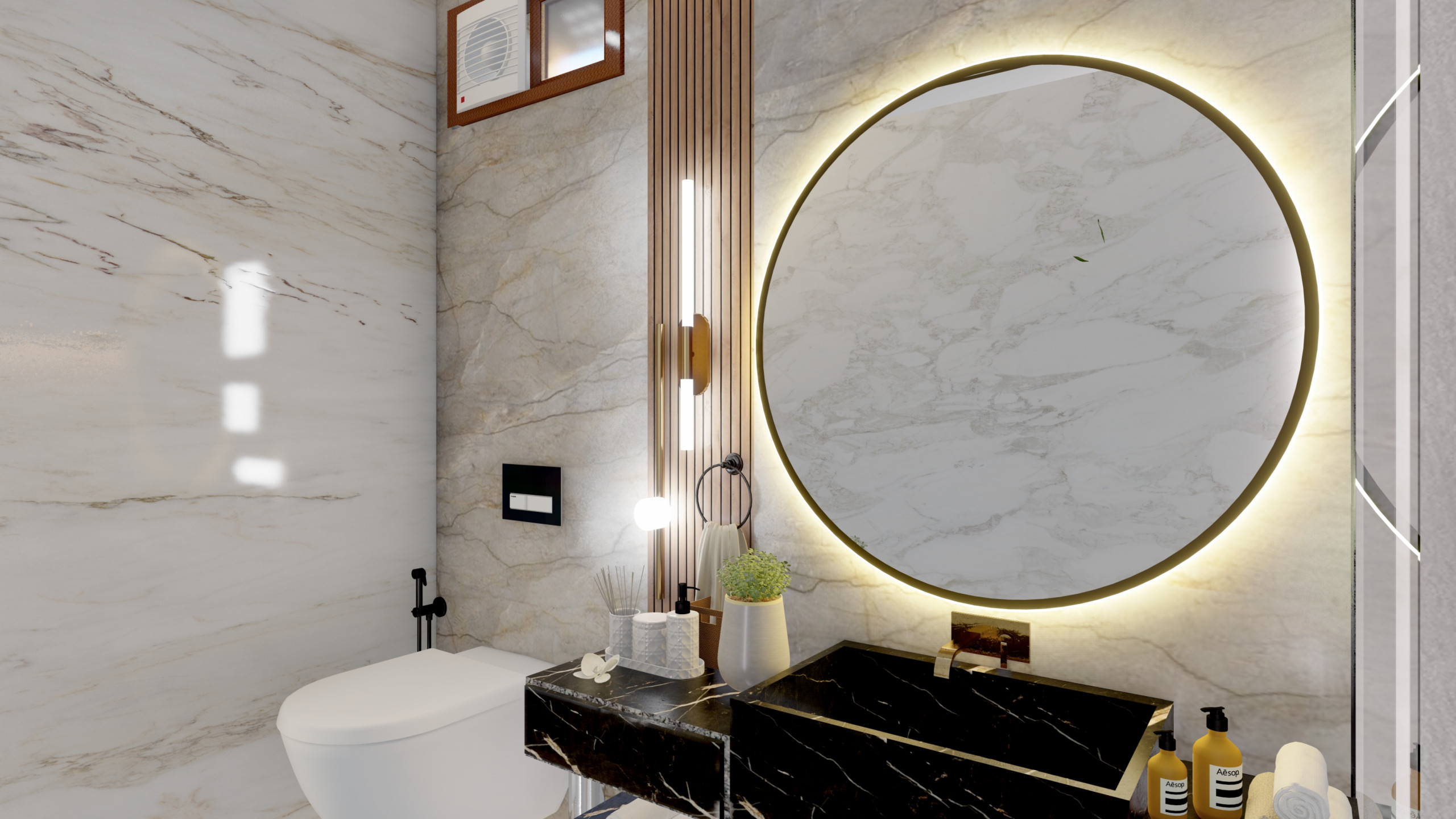 Lavish Bathroom with Marble Accents in Sevenoaks