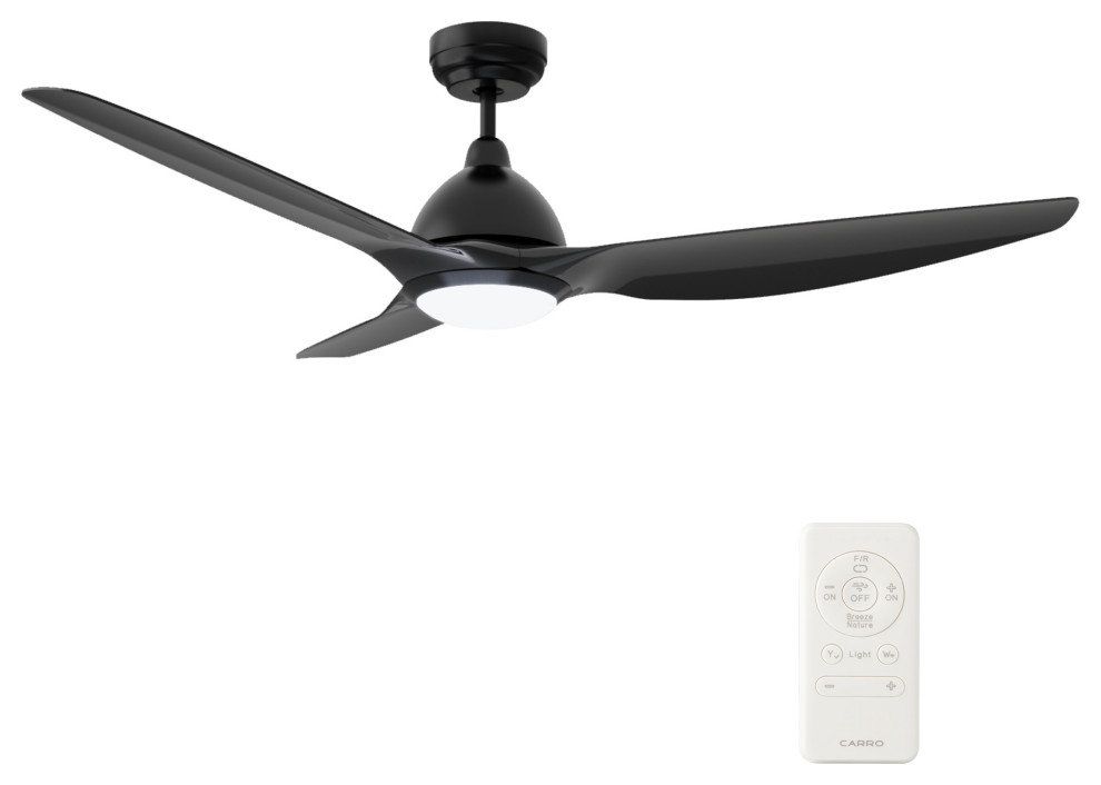 Cranston 52" 3Blade Smart Ceiling Fan, Black by Timeout PRO Houzz
