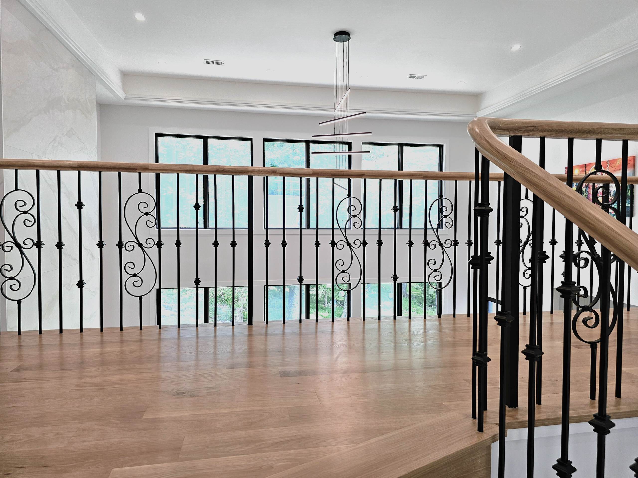 120_Luxurious White Oak Stair with Iron Balusters, Great Falls, 22066
