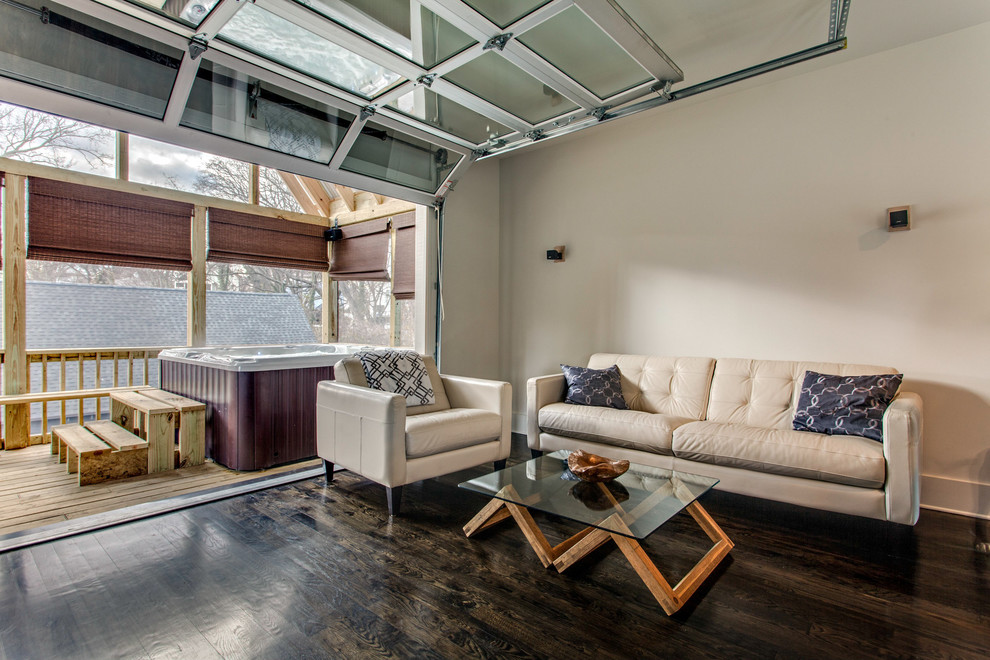 Loft Interior Sectional Glass Garage Door Transitional