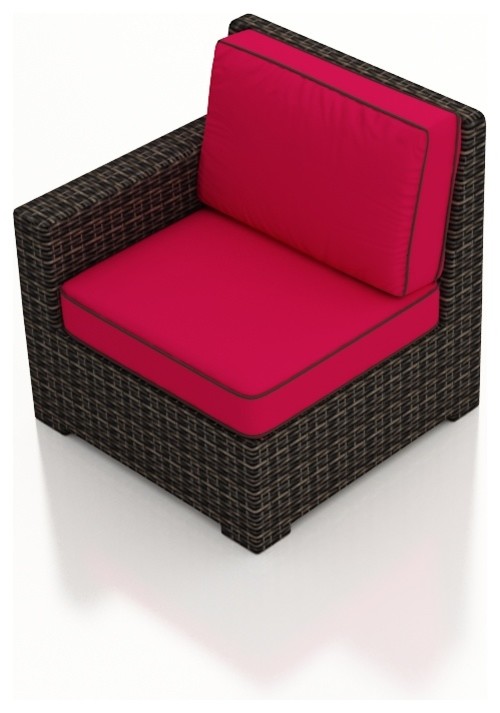Capistrano Outdoor Wicker Sectional Left Arm, Flagship Ruby Cushions