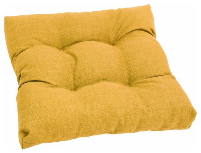19" Squared Spun Polyester Tufted Dining Chair Cushion, Lemon