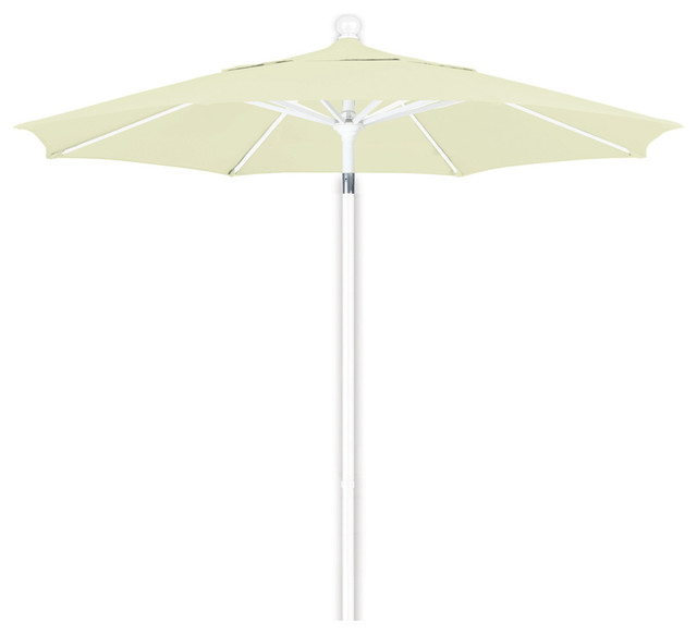 7.5 Foot Olefin Fabric Aluminum Pulley Lift Patio Market Umbrella, White Pole