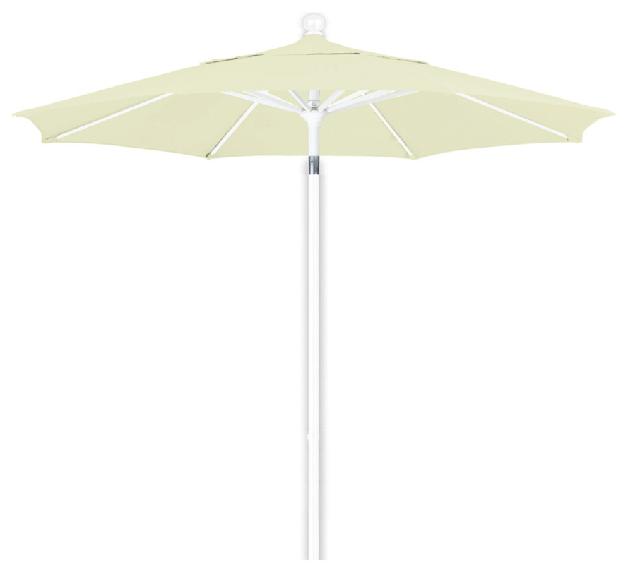 7.5 Foot Olefin Fabric Aluminum Pulley Lift Patio Market Umbrella, White Pole