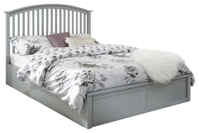 Madrid Wooden Ottoman Bed, Grey, Double