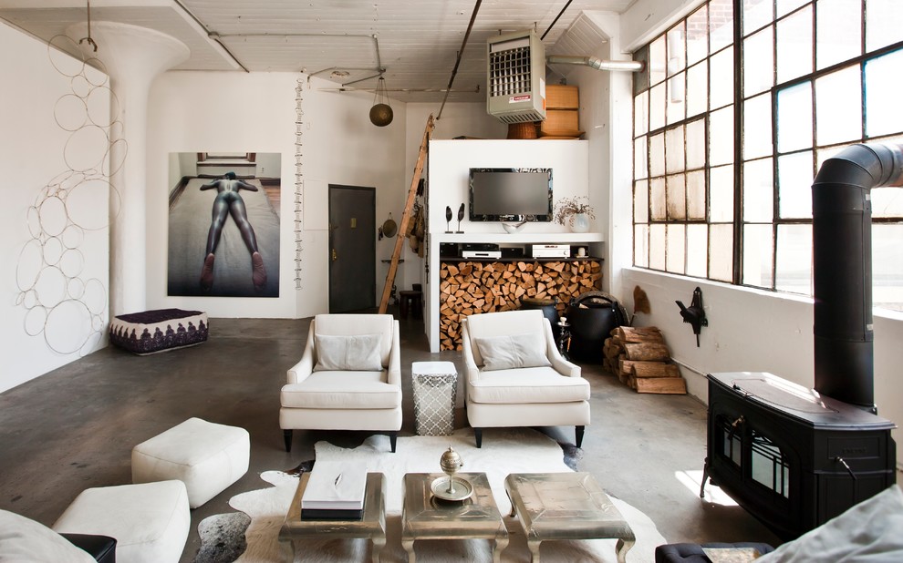 Industrial living room in New York.
