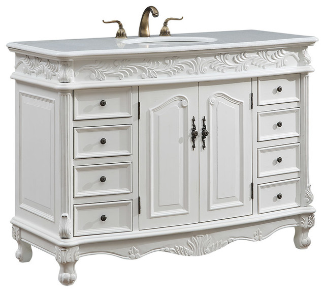 Elegant Bordeaux 48" Single Bathroom Vanity Set, Antique White