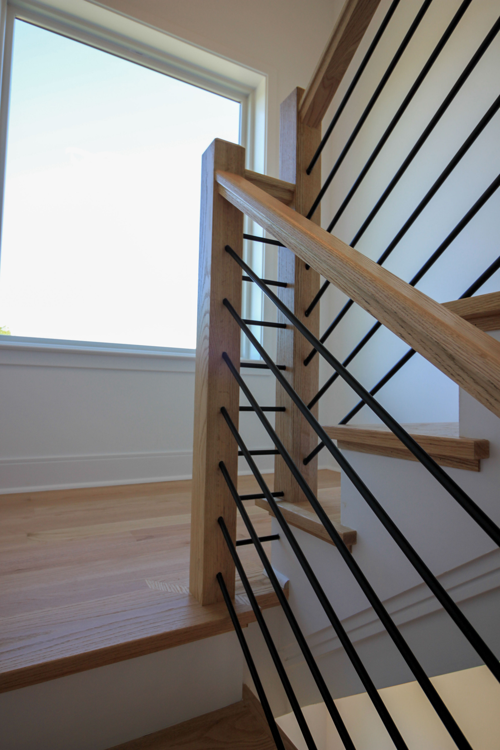 94_Neutral Color Floating Staircase with Metal Balusters, Bethesda MD 20817