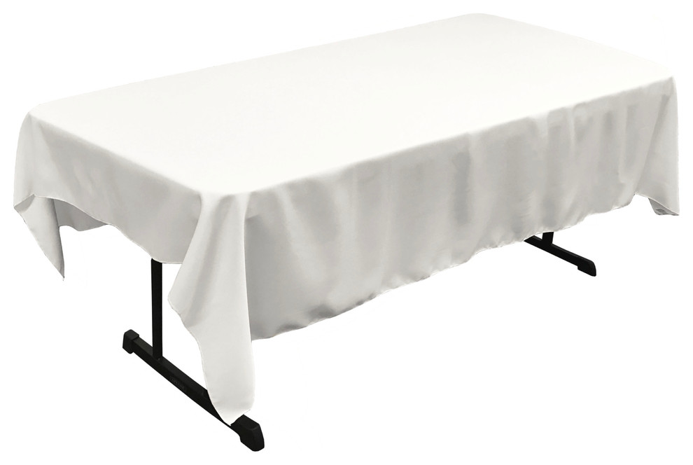 LA Linen Polyester Poplin 60"x84" Rectangular Tablecloth, White