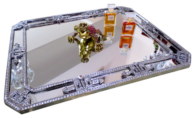 Olivia Riegel Swarovski Crystal Deco Mirror Vanity Tray