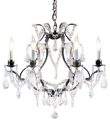 Wrought Iron Crystal Chandelier 6-Light