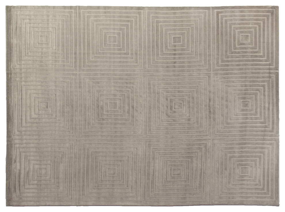 Dove Embossed HandLoomed Viscose and Cotton Silver Area Rug, 10'x14