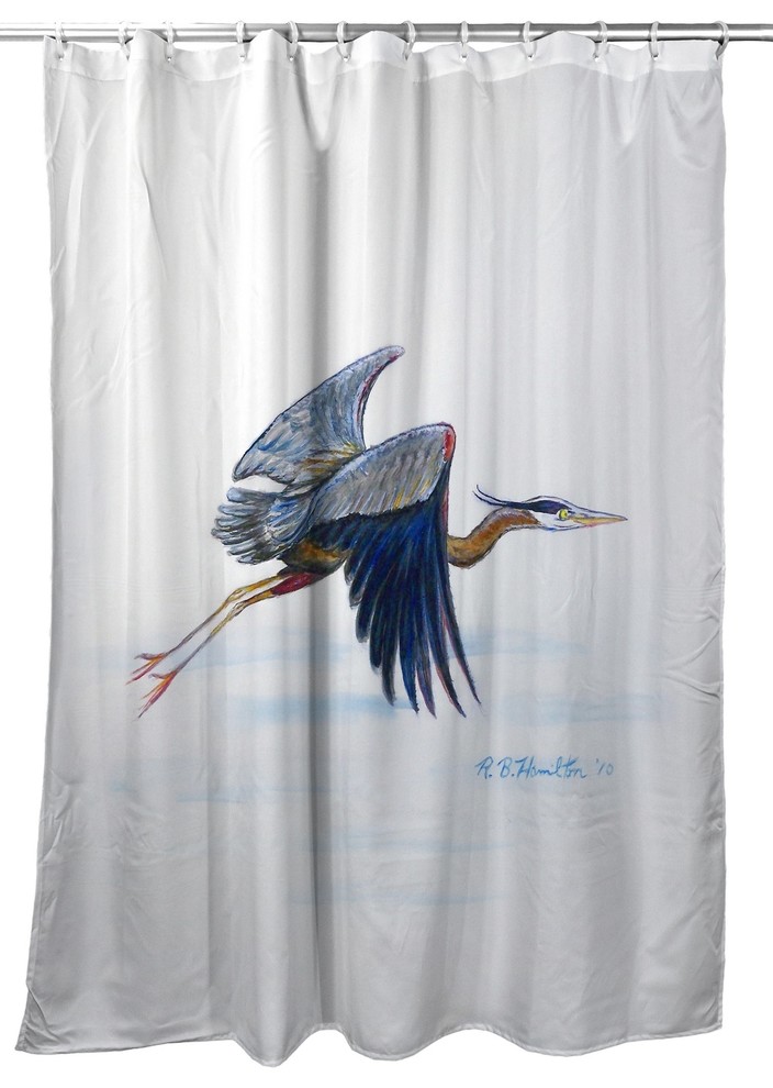 Betsy Drake Eddie's Blue Heron Shower Curtain