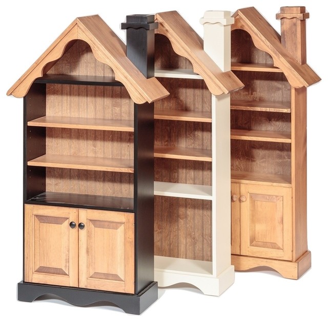 Wood Dollhouse Bookcase Handmade Transitional Kids Bookcases by