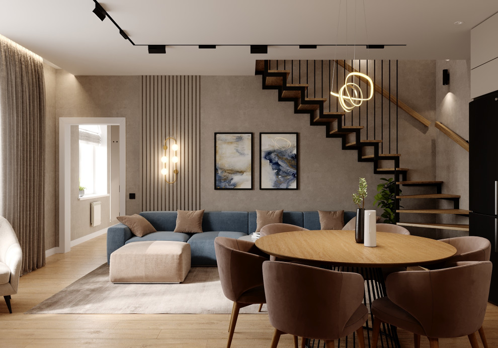 Дизайн кухни-гостиной в таунхаусе в Новосибирске