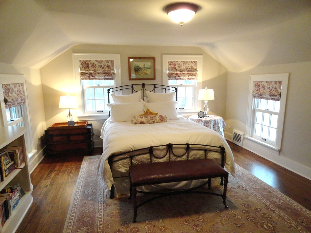 Photo of a country bedroom in Chicago.