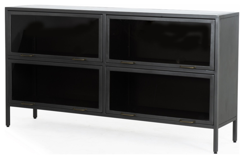 Aviva Industrial Iron + Glass Barrister Sideboard 65" Industrial