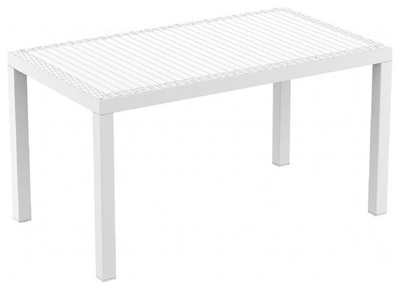 Atlin Designs 55" Wickerlook Patio Dining Table in White Tropical