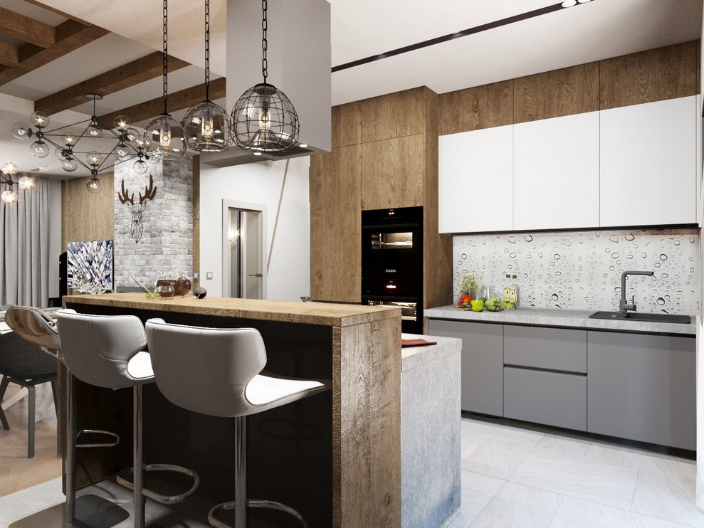 кухня-гостиная в КП Алые паруса